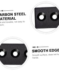 Close-up of Heavy Duty Metal Track Connector Flat Plate with carbon steel material and smooth burr-free edges, showing holes.