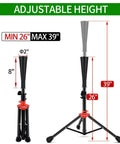 Portable 7x7 Baseball Practice Net For Batting Hitting And Pitching, baseball tee adjustable height from 26 to 39 inches.