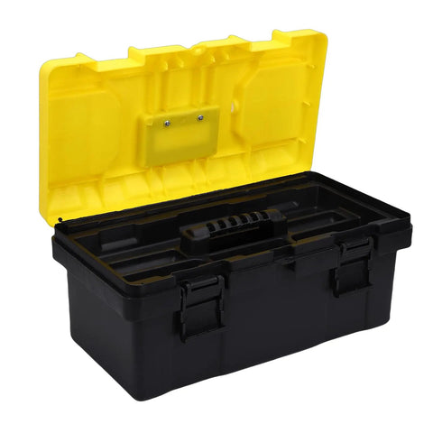 Durable Plastic Tool Box With Secure Locking Latch And Sturdy Handle, Removable Tray, Lockable Lid For Truck Bed Or Home Garage
