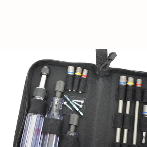 Connext5 Magnetic Hex Hand Driver Kit With 12-Piece Set Includes Quarter Inch, Five Sixteenth Inch, And Three Eighth Inch Shafts In Short, Medium, And Long Sizes Stubby Full Grip And Ratcheting Handles Quick Connect Holder Black Case