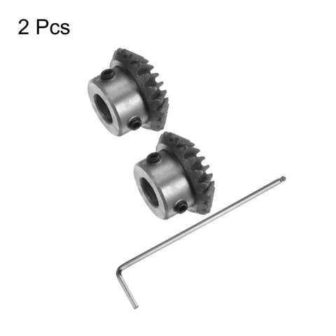 Beefy Bevel Gear Pair For Hardware Rotation 1 To 1 1.5 Module, 20 Teeth, 10mm Bore, 90 Degree Steering, with fixing holes.