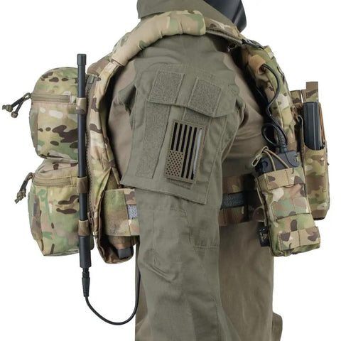 Side view of Tactical Zip On Back Panel Double Pouch Assault Modular Backpack for V5 Vest Made With 500D Nylon