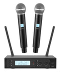 Wireless Microphone System With Two Handheld Mics 100 Channels Each 328 Ft UHF Range Stable Signal Transmission Auto Scan And Frequency Lock