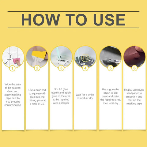 Instructions for using All In One Tile And Stone Repair Kit For Diy Use With Quick Drying Glue To Fix Cracks Chips And Small Damage
