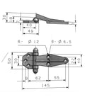 Heavy Duty Refrigerator Door Hinge Replacement Fridge Steel Hardware For Smooth Daily Opening No Sweat Swap Fits Residential Fridges Built Tough For Everyday Family Use technical drawing with dimensions