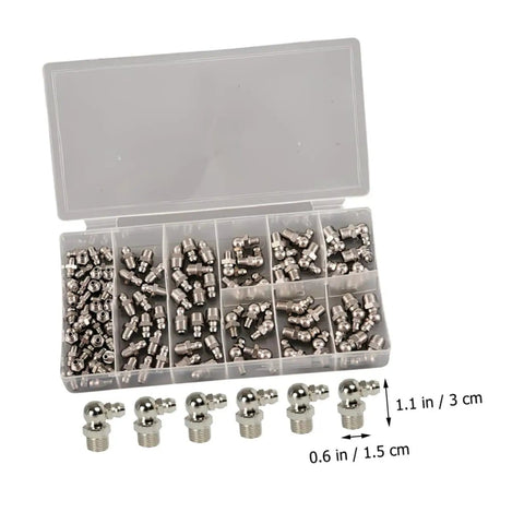 Grease Fitting Assortment Kit Zinc Plated Straight And Angled Zerk Fittings For Machinery Lubrication High Pressure Coupler