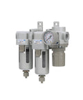 Three Stage Compressed Air Drying System With Particulate Filter Coalescing Filter And Regulator 3 Eighth Inch NPT Poly Bowl Manual Drain And Gauge