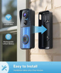 Wireless 2K HD Doorbell Camera With Ring Chime, No Wires Needed, Battery Powered installation on brick wall