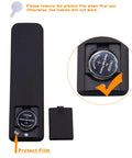 Back view of RF remote for Led Dimmer Switch with exposed battery and protective film instruction.