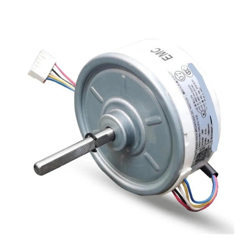 Kickass Indoor DC Fan Motor For Air Conditioners, Tough Replacement Part For Midea Units, Super Quiet, High Power Cooling, Easy Install, Industrial Grade Spare That Keeps Your AC Running Strong, white metal motor with wiring