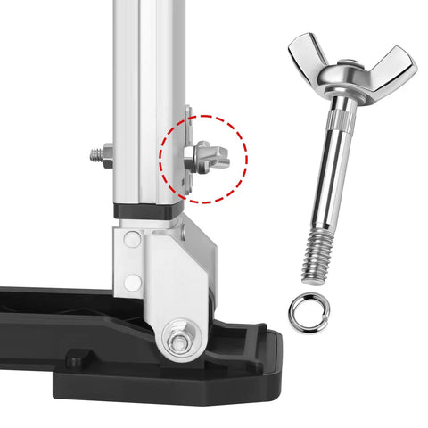 4 Pcs Galvanized Drywall Stilt Wing Bolts Replacement Kit With Washers Pro Grade Heavy Duty Fasteners For Construction Painting And Drywall Stilt Repairs And Maintenance, shown installed
