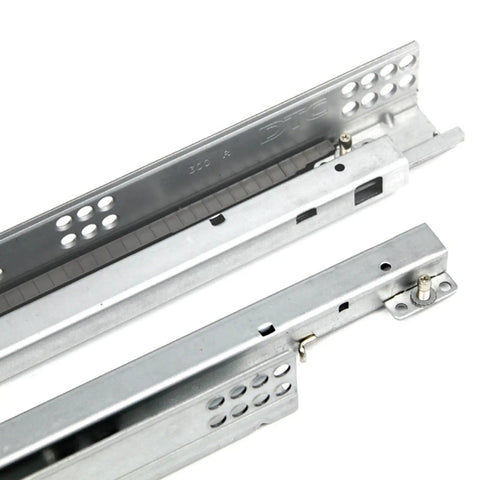 Close-up of Two Piece Bottom Mount Drawer Slides for Furniture, Metal Drawer Rails With Easy Install and Heavy Duty Under Mount Glide