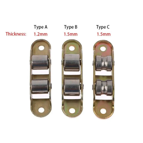Eight Piece Premium Quality Heavy Duty Double Wheel Sliding Door Rollers And Window Pulley Replacement Kits featuring Type A, B, C rollers.