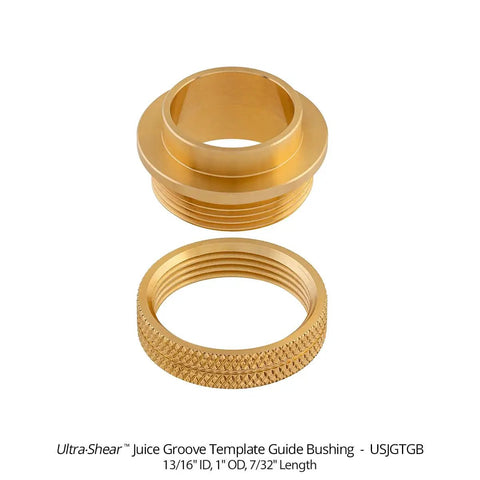 Pro Grade Juice Groove Router Template Guide Bushing features 13/16 inch inner diameter and 1 inch outer profile, gold finish.