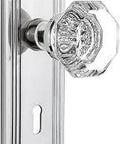 Vintage Deco Door Plate With Waldorf Privacy Knob Brass Two Sided Set Two And Three Quarter Inch Backset Lead Crystal Knobs For Bathrooms