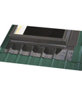 EDM D06 0000B Skylight Flashing Metal Roof Kit with Adhesive Underlayment on green metal roof, showcasing deck mount skylight installation.