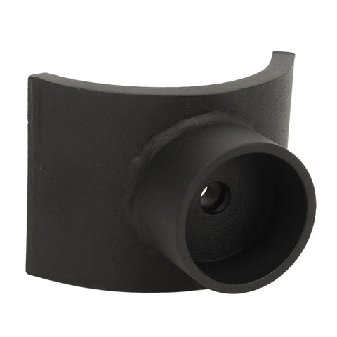 Close-up of Beefy Heavy Duty Bottle Jack Axle Saddle for 12 Ton Jacks, iron construction, curved design for stability