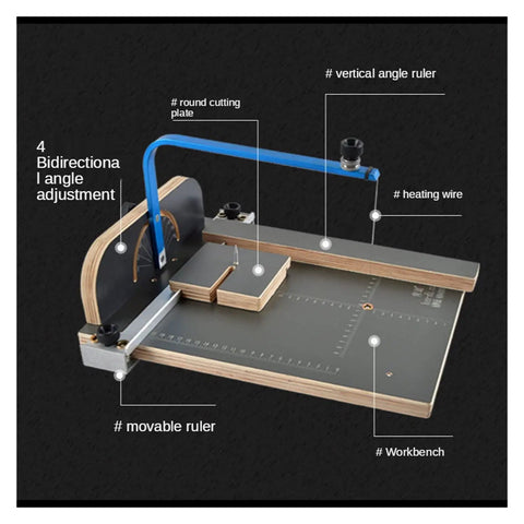Hot Wire Foam Cutter For Lightweight Sponges And Styrofoam, Adjustable Angle, 18W Power, Table Size 380x280mm, Fast Heat