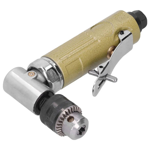 Powerful 25000 RPM Air Drill For Heavy Duty Tapping And Drilling In Auto Furniture And Hardware Maintenance With Rust Proof Coat, side view showing chuck and handle.