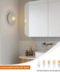KXKLGWHN Modern Minimalist Style Natural Alabaster Wall Lamp, Hard Wire illuminated in a stylish bathroom setting.