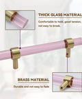 Crystal Cabinet Pulls 4 Pack Pink Drawer Pulls With Crystal Glass And Gold Brass Base showing thick glass and brass material.