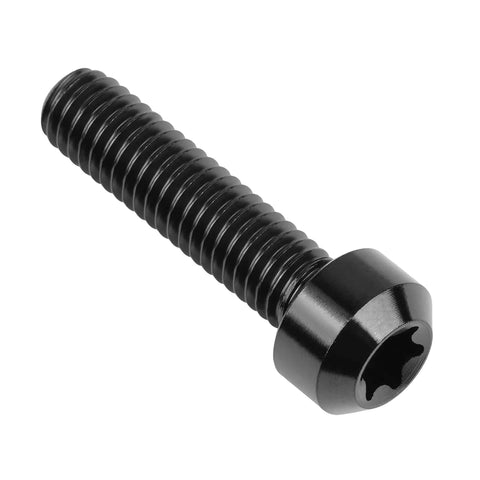 Titanium M6x25mm Torx square head bolt black, 6AL4V Grade 5 titanium, 5mm hex, T30 Torx compatible, lightweight high strength fastener
