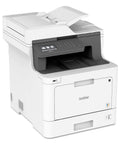 Heavy Duty Color Laser All In One Printer With Smooth Wireless Networking Auto Duplex Printing Mobile Scanning Alexa Ready For Crushing Your Daily Workload In Crisp White Finish, showing control panel and top scanner.