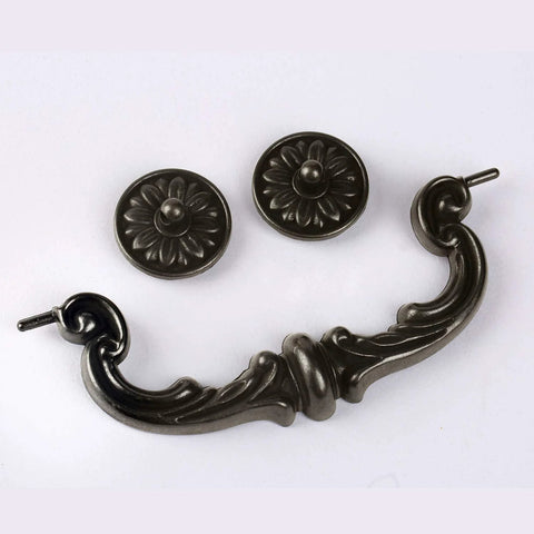 Six Pack Antique Black Bronze Drop Down Bail Drawer Pulls Rustic Vintage Cabinet Hardware 7.3 Inch Total Length