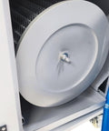 View of the interior fan system of the Badass Heavy Duty Metalworking Downdraft Table Featuring Industrial Dust Collector Vacuum System.