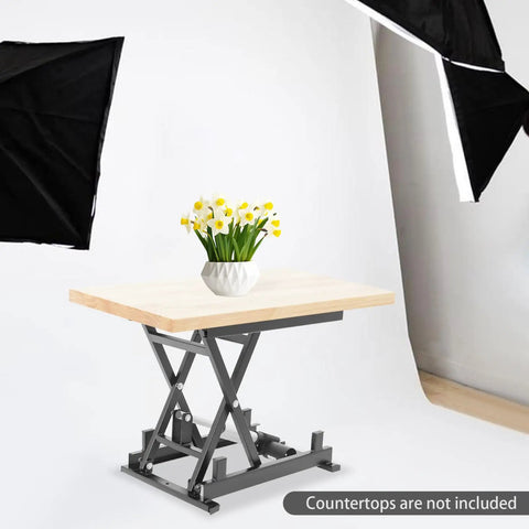 Heavy Duty Dc 24v Electric Scissor Lift Table With 250lbs Load Capacity Plus Handy Remote Control For Smooth Hydraulic Material Handling And Sturdy Workstation Support with decorative flowers