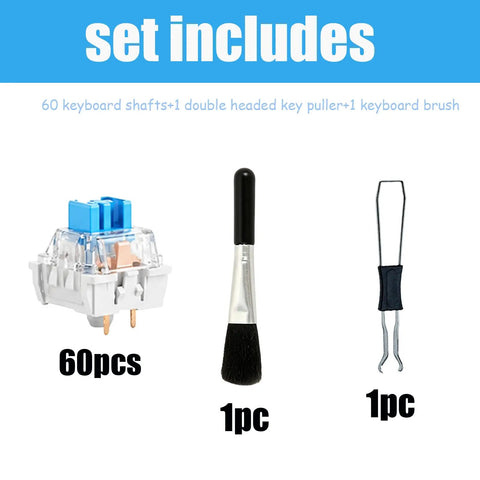 62 Piece Blue Mechanical Keyboard Switches Kit With Puller And Brush For DIY Builds Typing Tests Custom Layouts And Keyboard Clicker Projects For Enthusiasts And Hobbyists Crafting Custom Keyboards. 60 blue switches, brush and puller