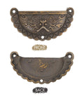Front and back of Antique Bronze Lion Head Cabinet Pulls 2.75 Inch Vintage Half Round Dresser Handles hardware set of 2