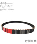 Heavy Duty 48 Inch Endless Loop Synchronous Belt Model 480 H-100 with 516 Melt Teeth Fits Industrial Machinery and Custom Fabrication Projects Like A Champ, showcasing its ribbed profile.