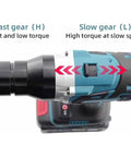 Heavy Duty Cordless Electric Rivet Nut Tool With Killer 4000 Mah Battery For Automatic Blind Riveting Aluminum And Iron Fasteners Without Cable Hassle, side view with fast and slow gear