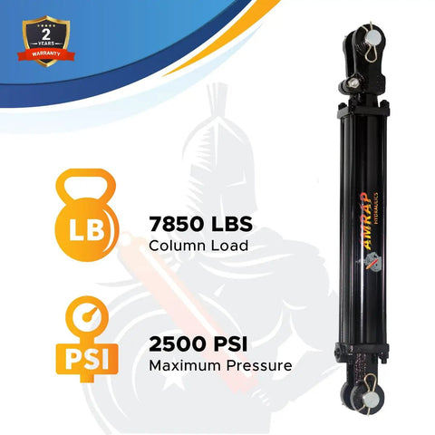 Beefy Heavy Duty Double Acting Tie Rod Hydraulic Cylinder, 2 In Bore, 6 In Stroke, 1.125 In Rod, 16.25 In Retracted, 22.25 In Extended, 2500 PSI, Three Eighth Inch NPT Ports, 1 In Pin Holes, Industrial Grade with 7850 lbs load