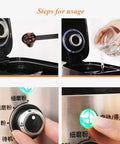 Bean To Cup Coffee Maker Featuring Built In Grinder And 600Ml Glass Carafe Zero Hassle Reusable Filter Snap Open Anti Drip Lid 900W Rapid Brew Kit For Your Daily Java Kick usage steps with coffee beans, water pouring, and control settings.