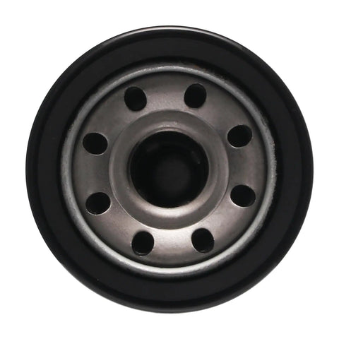 Spin-On Lube Filter For Mahindra Tractors And MAGNUM Generators, close-up of metal filter base showing holes and circular design