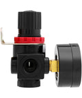 Side view of Industrial Grade Pneumatic Pressure Regulator Valve For Compressors With G3/8 Inch Port And Dual Scale Gauge