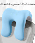 Memory Foam Neck Support For Office Chair With Washable Cover Multipurpose Desk Pillow shown on a mesh chair