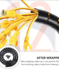 10m Black Spiral Cable Sleeve For Pet Proof Cord Management And Desk Wire Protection Kit covering yellow cables