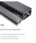 Heavy Duty Sliding Barn Door Hardware Kit With Smooth As Butter Aluminum Track System close-up of electric track components