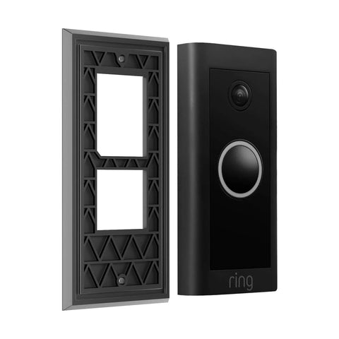 Adhesive Video Doorbell Mount For Video Doorbell Wired 2021 Release, No Drill, black frame shown with doorbell, easy install for homes
