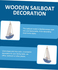 Mediterranean Wooden Sailboat Model Decor for Home and Office Cozy Cottage Nautical Vibe Ornament in blue with detailed sails