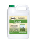 1-gallon white plastic jug with green cap labeled Liquid Harvest Lazer Green Spray Pattern Indicator for lawns