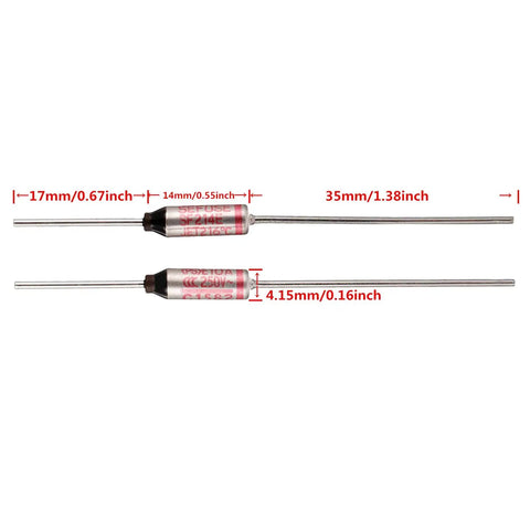 SF214E 10A 250V Thermal Fuse Pack Of 10 For Electronics And Appliances, 216 Degrees Celsius Cutoff, Organic Type Thermal Cutoff Fuses For High Temp Safety And Overheat Protection, 35mm lead size