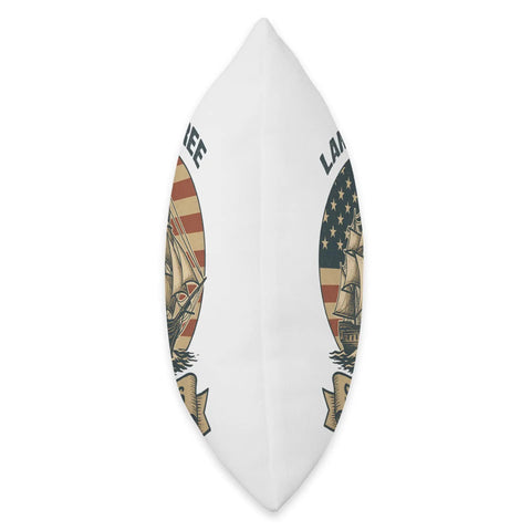 Side view of Patriotic Sailboat Throw Pillow With USA Flag Design For 4th Of July And Everyday Patriot Decor Red White And Blue Cozy Cushion