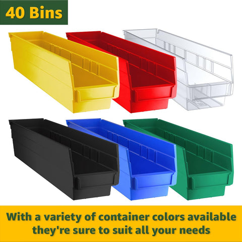 Heavy Duty Chrome Storage Shelving Unit With 18x36x74 Inch Frame And Forty Durable Bins For Badass Tool Organization In Garage Or Commercial Warehouse, featuring colorful bins.