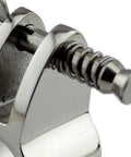 Close-up of Two Pack Stainless Steel 316 Top Jaw Slide Sets with quick release spring pin showing detail of marine-grade hardware.