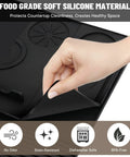 Hand lifting corner of Three In One Silicone Coffee Mat For Home Espresso Machines 23 By 15 Inches, showing raised edge and drying pad