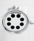 Vintage 8 Jet Low Flow Shower Head 2.0 GPM Polished Chrome with Old School Retro Design visible from below